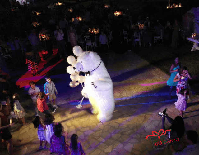 White Bear for Children's Kids Parties in Athens. Order a greeting from a polar bear in Athens. Polar bear for birthday. polar bear in Athens. Order a Polar Bear for children's kids parties. Animator White Polar Bear for a Children's kids Party in Athens. Mascotte White Polar Bear at a kids children's party. Gift Delivery.